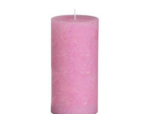 Rustic Pink Pillar Candle 20cm x 10cm