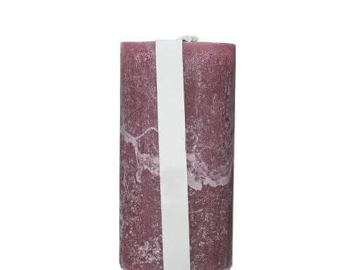 Marble Pink Pillar Candle 14cm x 7cm